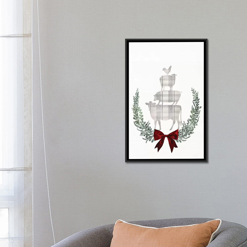 « yuletide animaux ii », reproduction d’impression sur toile, H 26 po x l 18 po x P 1,5 po, Toile avec cadre noir