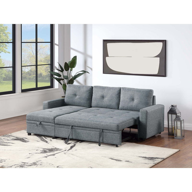 Convertible Sectional, Gray Fabric