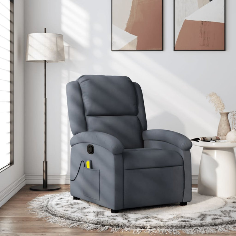 Fauteuil inclinable manuel réglable en velours Moneek, Velours gris foncé