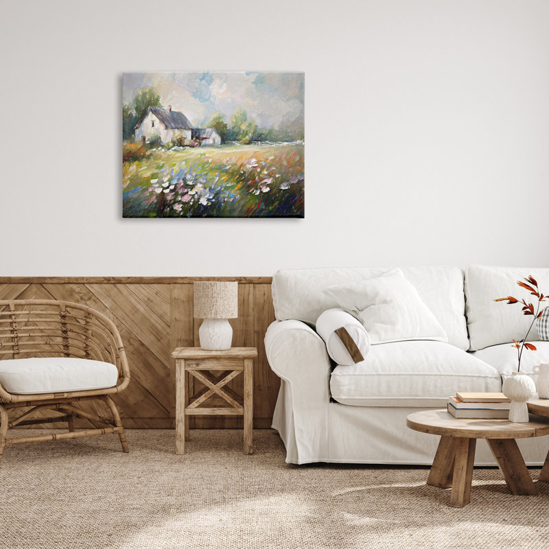 Windblown Flowers Farmhouse par Ramona Murdock, H 30 po x l 40 po x P 1,5 po