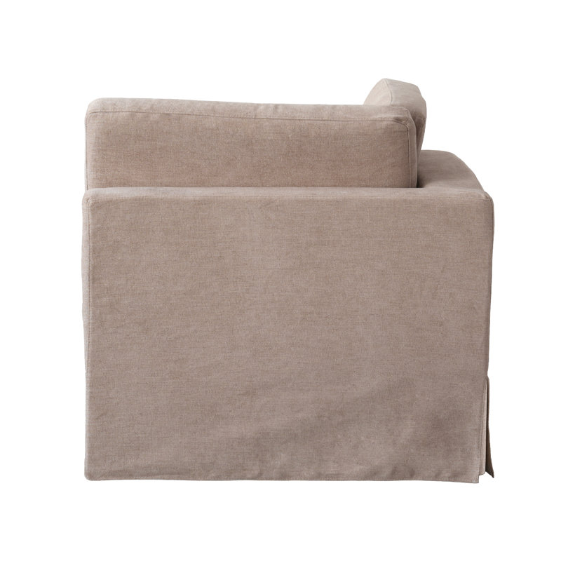 Oecusse Upholstered 38.6 " Linen Sectional, Kaki