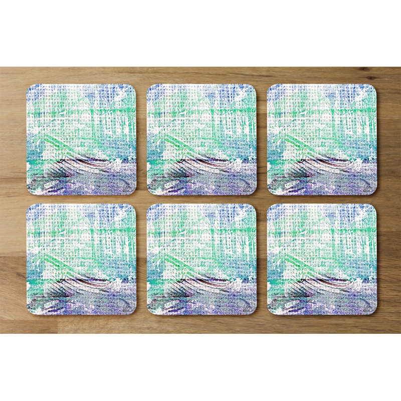 Square 6 Piece Coaster Set, Blue