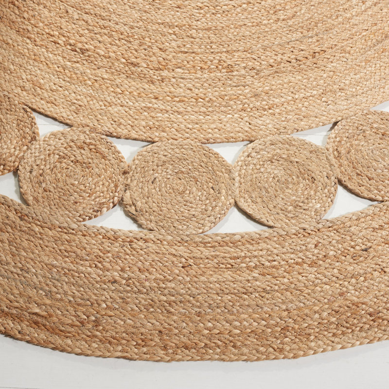 Casas Natural Fiber Flat Weave Jute Solid Color Rug, Round 4'