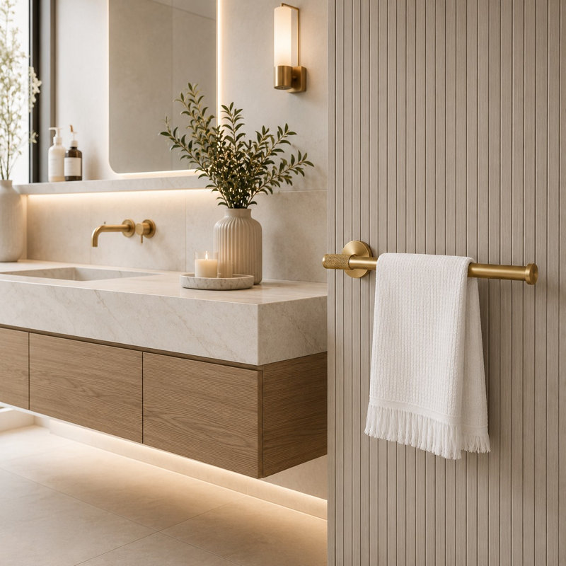 Aurelia - Modern Lightweight Knurled Brass Towel Holder