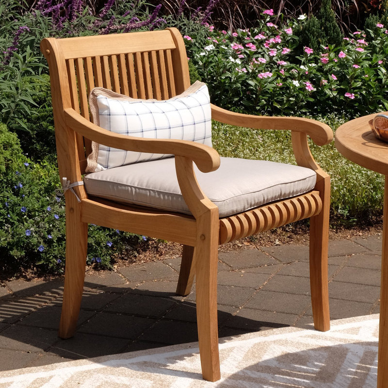 Caterina Summerton Teak Outdoor Dining Chair with Cushions (Set of 2)