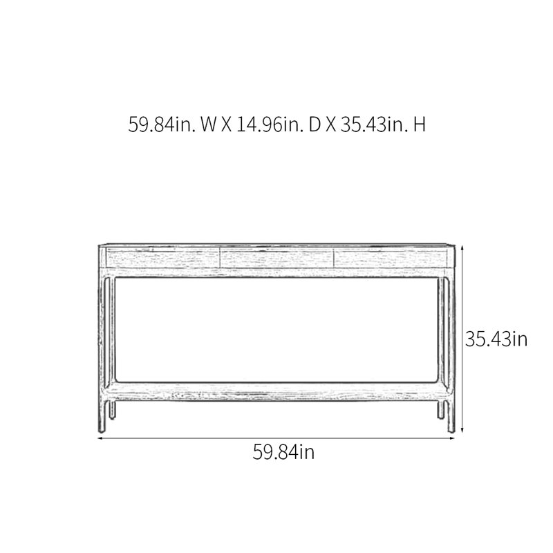 Console avec tiroirs, Brun