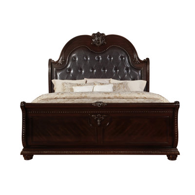 Stanley Cherry Brown King Upholstered Sleigh Bed
