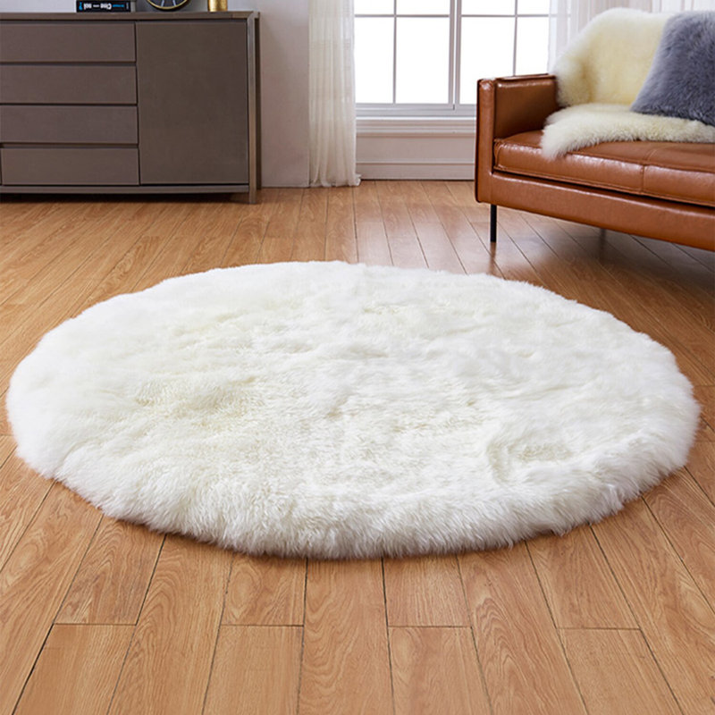 Malakie Faux Sheepskin Indoor Rug, Round 8'