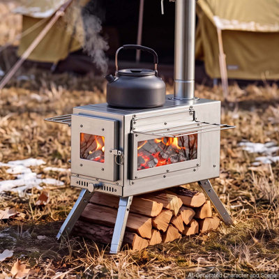 Natural Vent Freestanding Wood Burning Stove Free Standing Stove with Blower and with Adjustable Thermostat