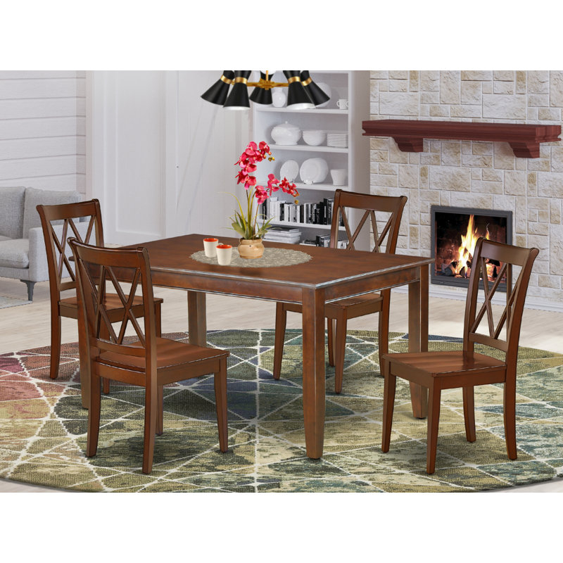 Ensemble de mobilier de salle à manger 5 pièces comprenant une table de cuisine rectangulaire et 4 chaises de salle à manger, acajou   