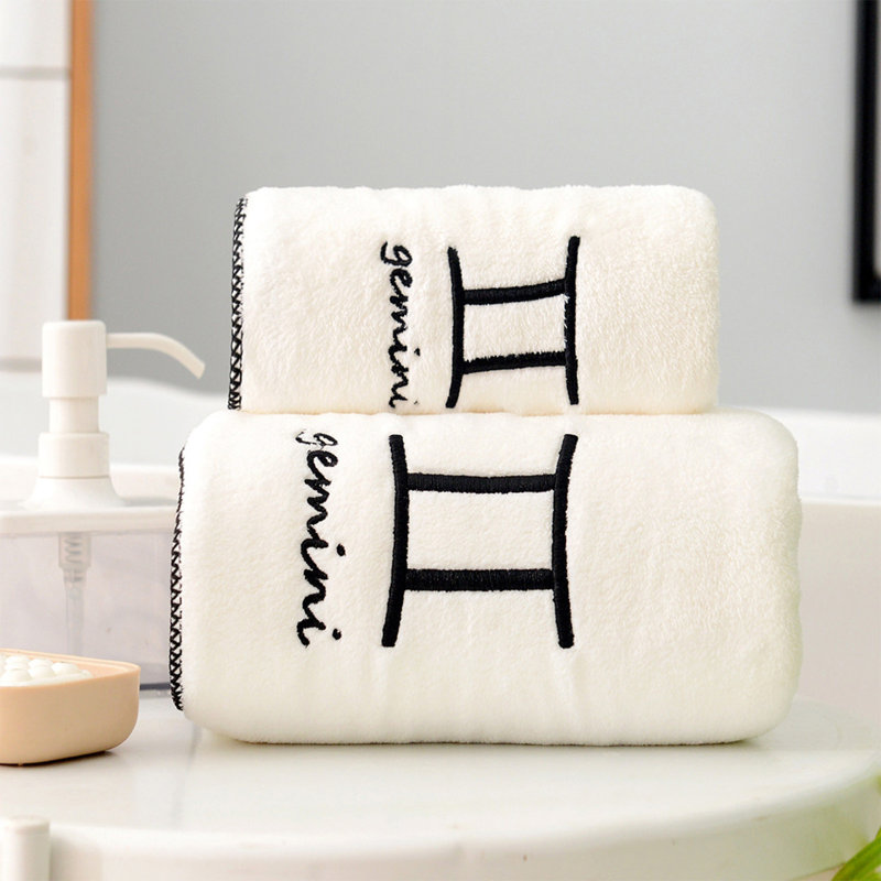Soft Fleece 2 Piece Bath And Face Towel Set, Thick Absorbent Quick Drying Towel For Family Home Use, 27.6x55.1in White, J