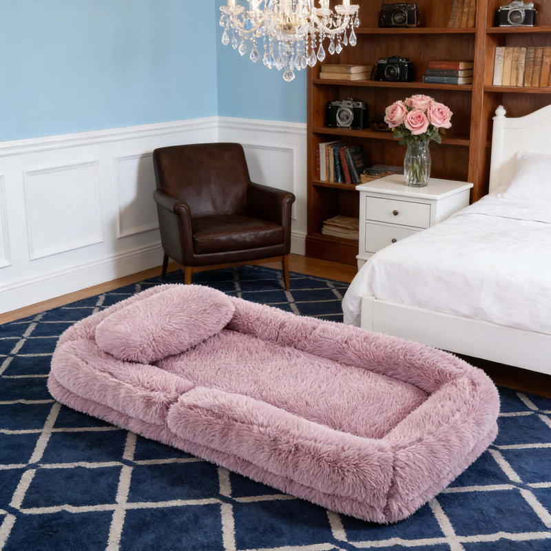 Canapé-lit pliant, lit pour chien convertible, Rose