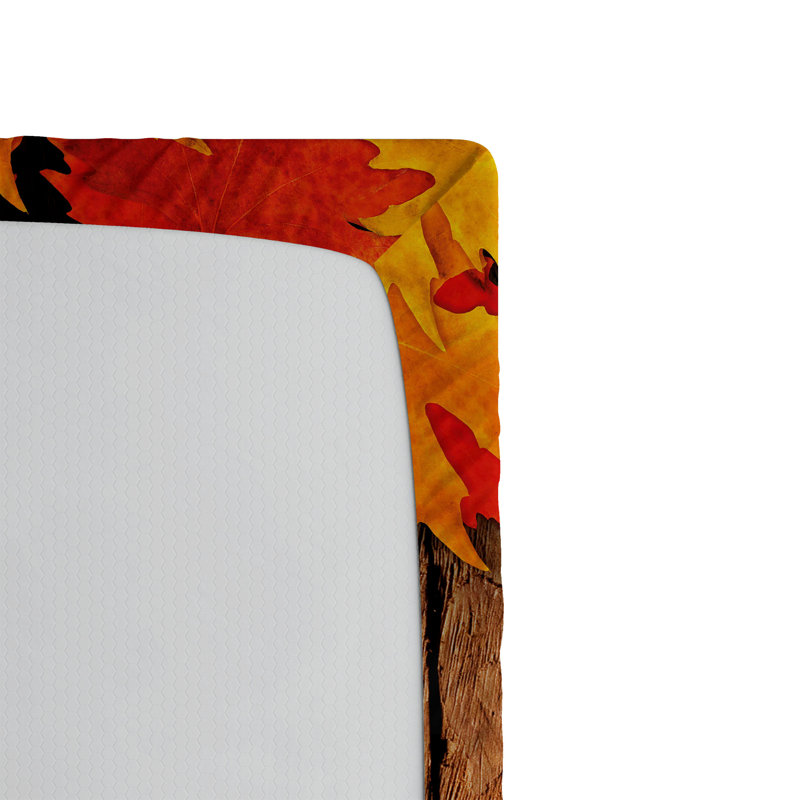 Ambesonne Fall Fitted Sheet 2-Pack Leaves on the Wooden Board Brown Orange, Twin XL Sheet Set
