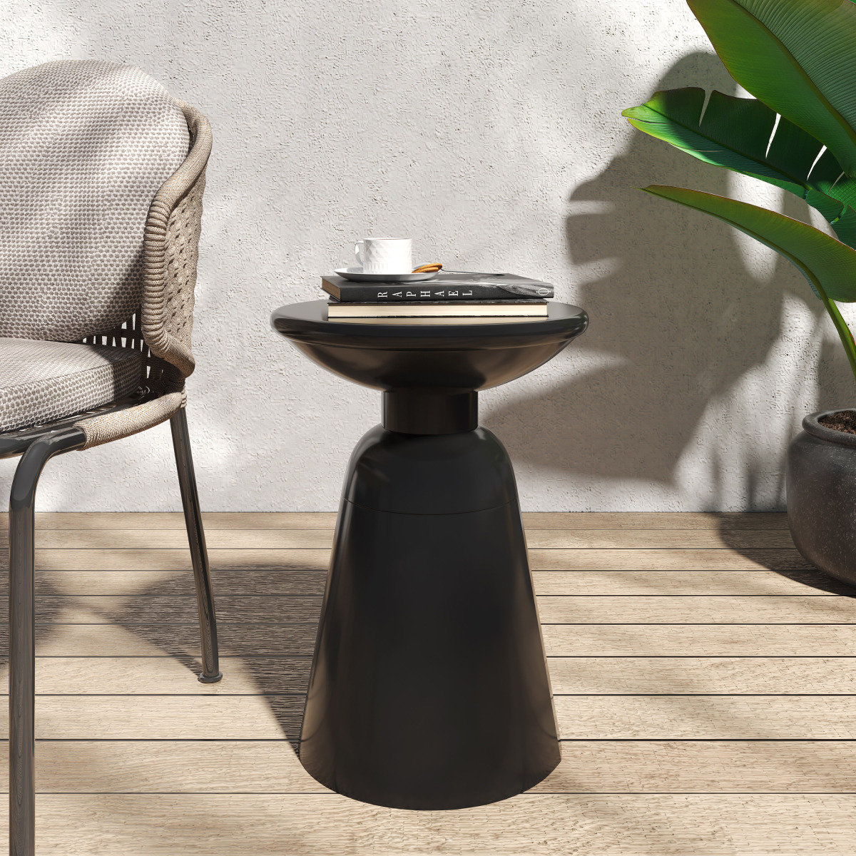 Atira 15'' Iron Outdoor Side Table, Black, 1