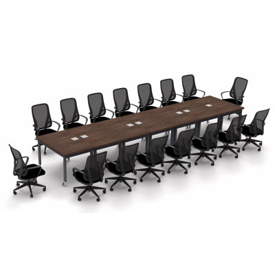 16 Person Conference Meeting Tables with 16 Chairs Complete Set by Inbox Zero