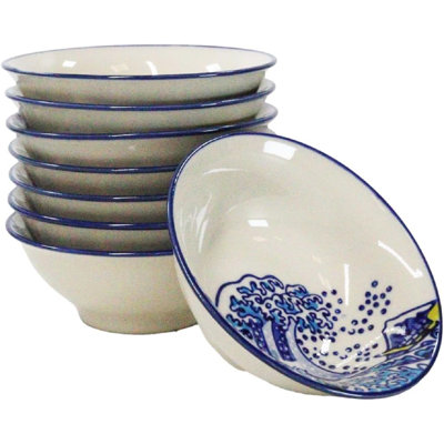 Paquet de 8 assiettes à condiments en huile Great Wave Of Kanagawa par Hokusai