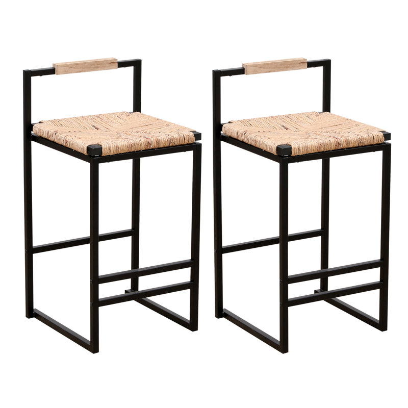 Ensemble de 2 tabourets de bar en jacinthe d'eau tissés avec chaises à hauteur de comptoir pour la cuisine, la maison et le bureau