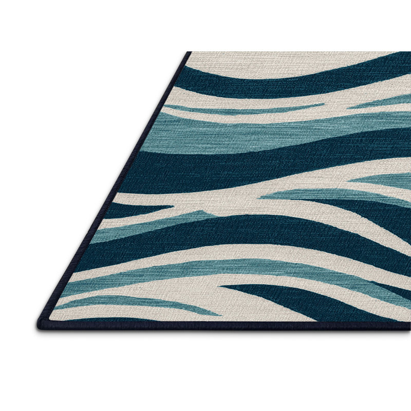  Tapis bord de mer lavable Contemporary Wave Plus, Rond 7 pi