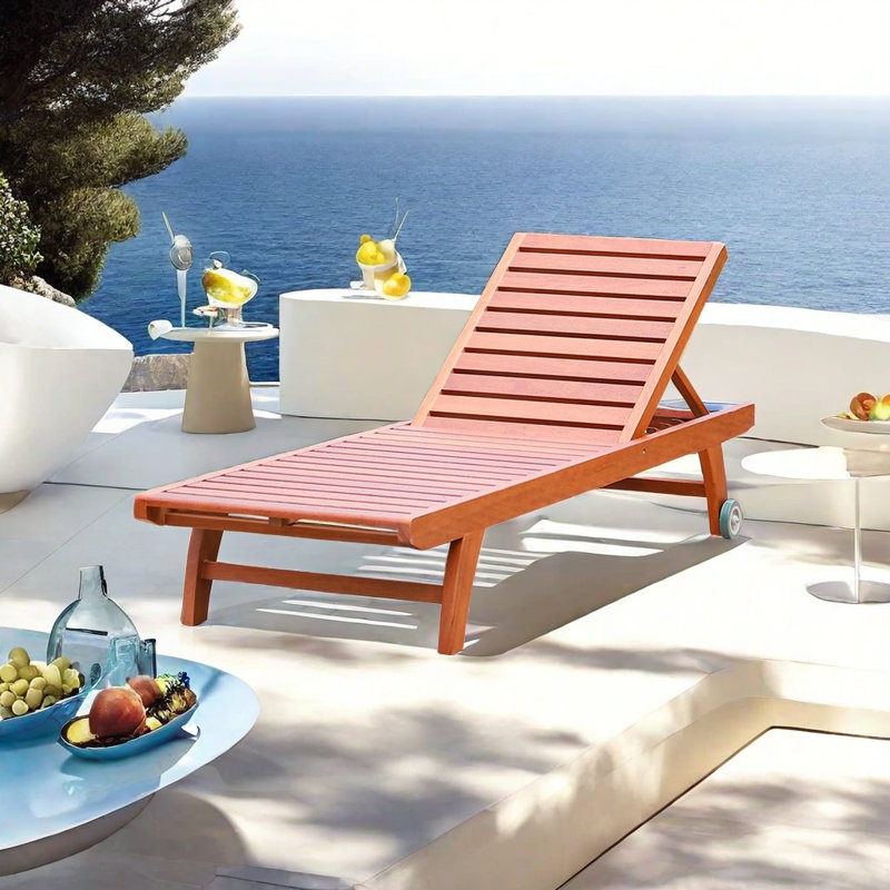 Chaise longue d'extérieur réglable en bois massif