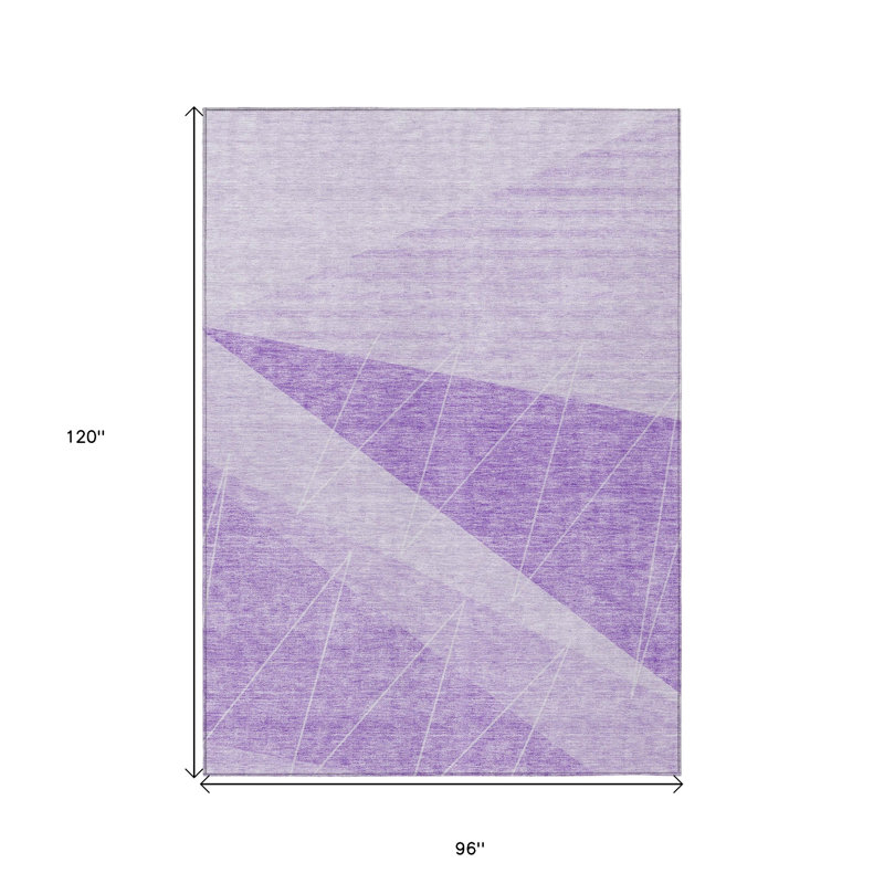 Tapis lavable à motif géométrique lavande et mauve 8 pi x 10 pi