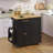 Rolling Kitchen Island with Drop Leaf, Mobile Kitchen Cart With Charging Station, 3 Open Adjustable Shelf & Drawer, Towel Rack-1978798629
