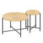 Ensemble de 2 tables basses et tables de bout à motif - Panneau de fibres à densité moyenne imperméable avec revêtement en PVC, conception cylindrique vieillie, pieds en métal noir - charme rustique classique, bois technique-130552020
