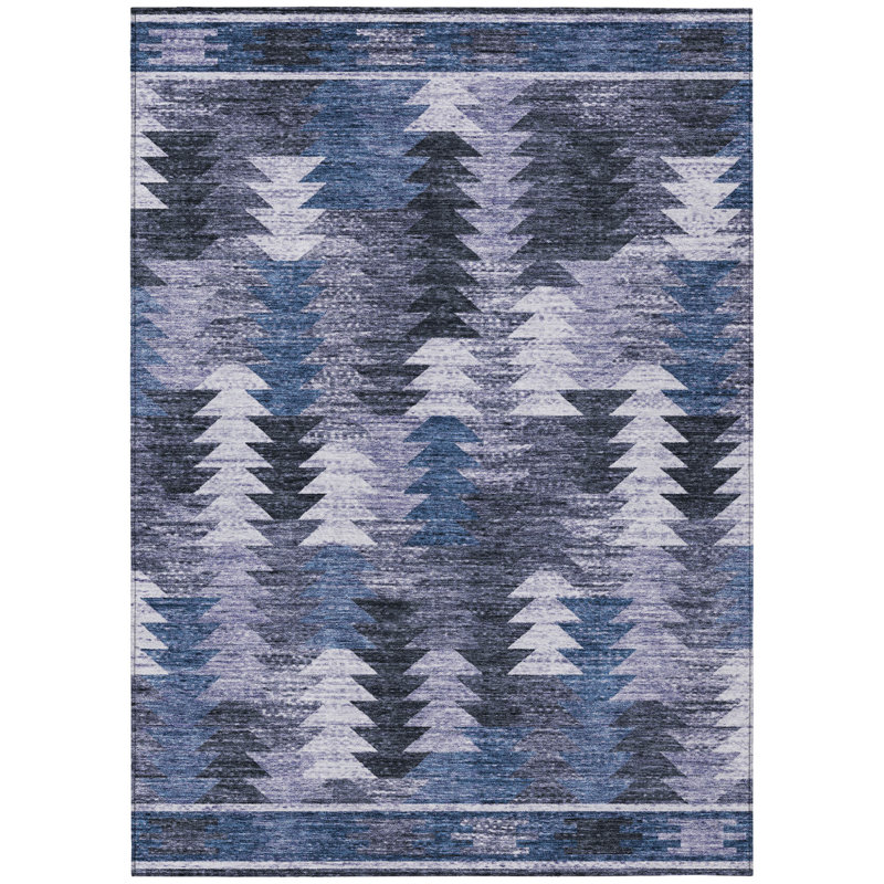 Tapis intérieur / extérieur lavable bleu marine et bleu ciel HomeRoots 10 pi x 14 pi