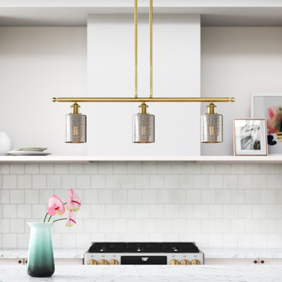 Luminaire suspendu linéaire à 3 lumières pour îlot de cuisine Leilani