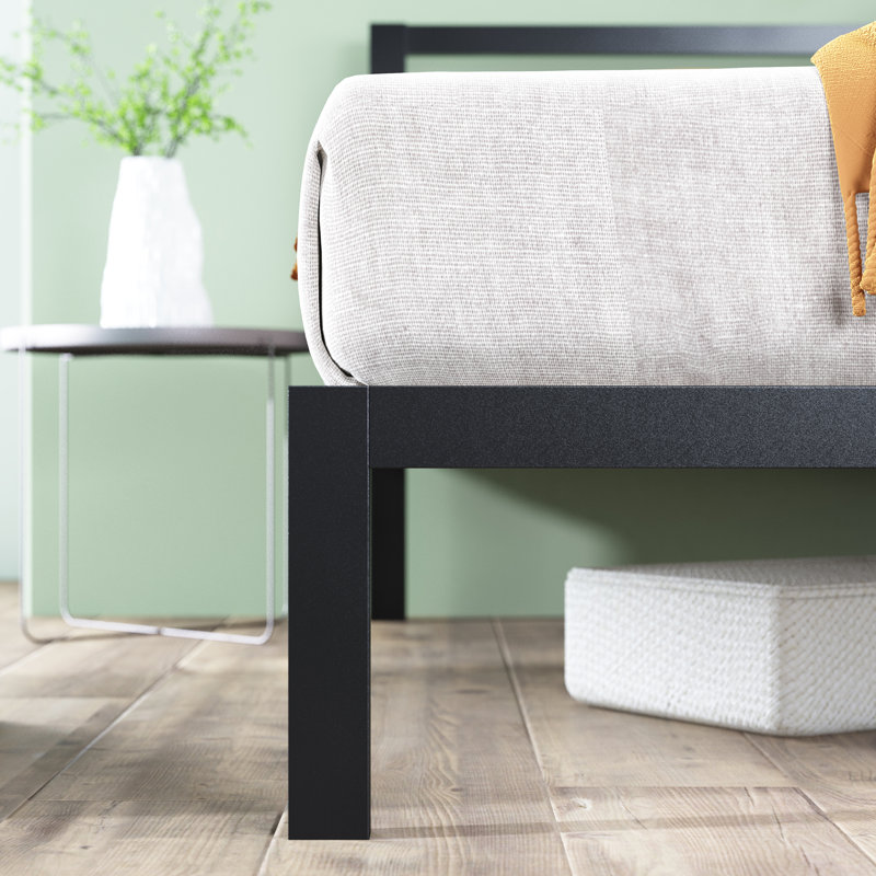 Santrell 14" Contemporary Modern Metal Platform Bed, Queen