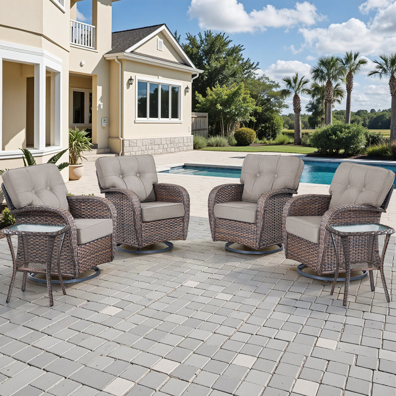 Ensemble de chaises de patio 6 pièces, ensemble de sièges d'extérieur toutes saisons avec chaises pivotantes, Gris