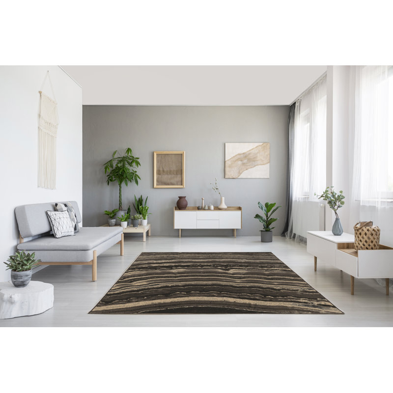 Tapis beige / noir Arendtsville, Rectangle 5 pi x 7 pi 6 po
