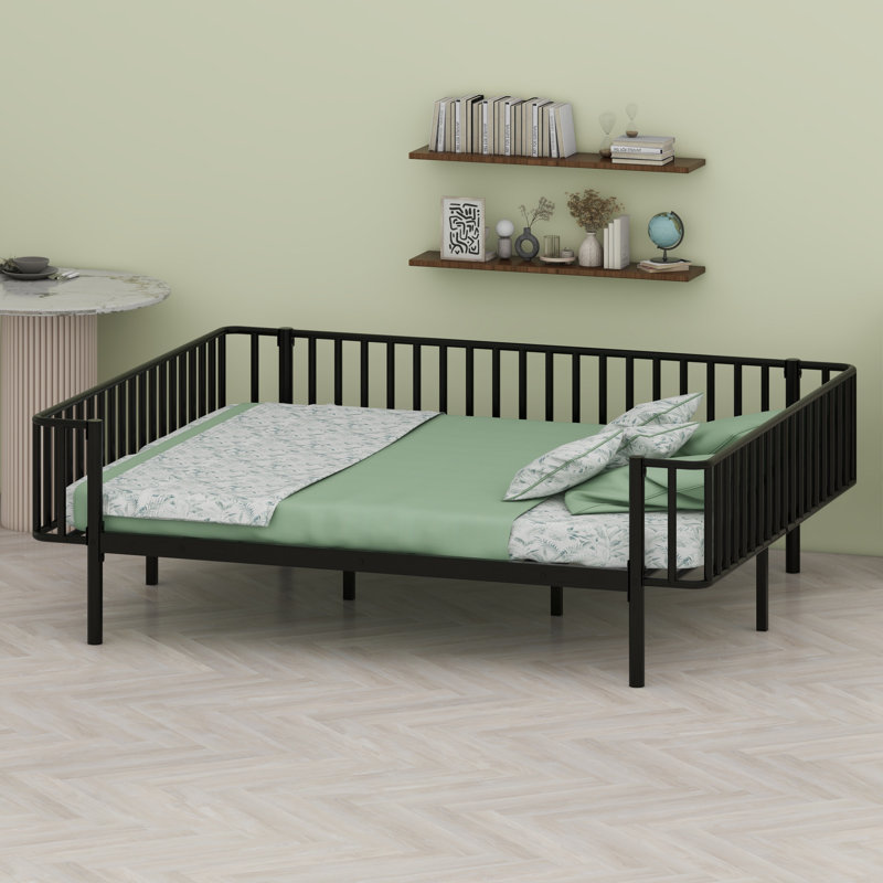Metal Frame Daybed with Slat Support, Black