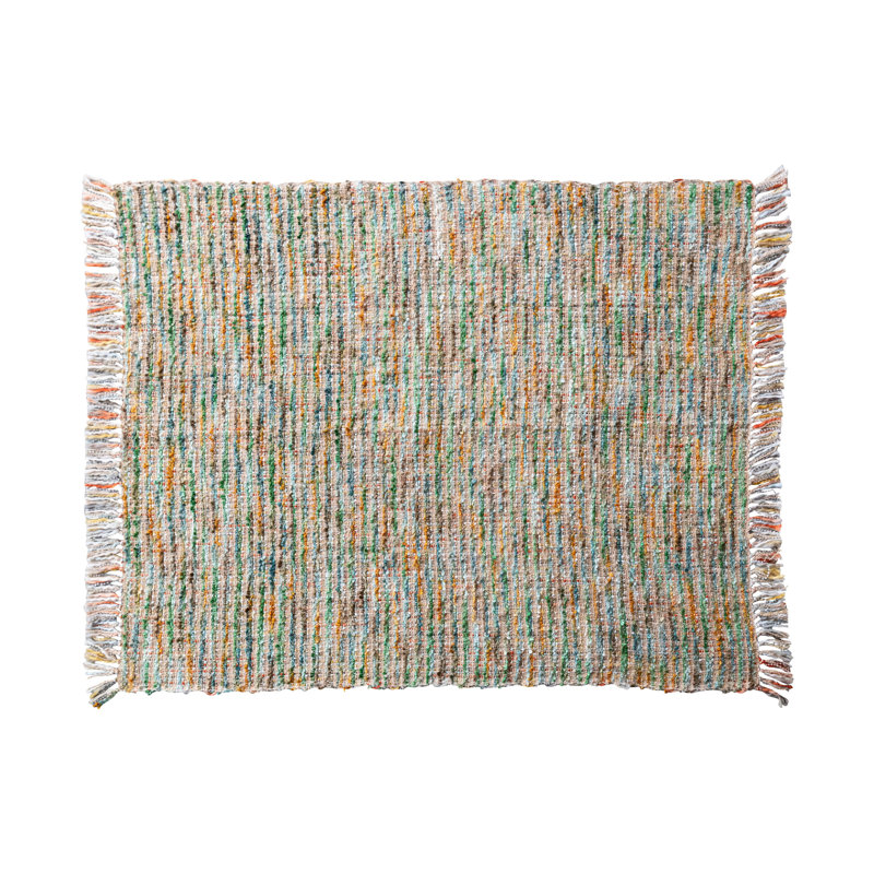 Woven Acrylic Boucle Throw Blanket with Fringe