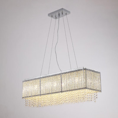 6 Light Spiral Crystal Chandelier Rectangular Pendant Lamp