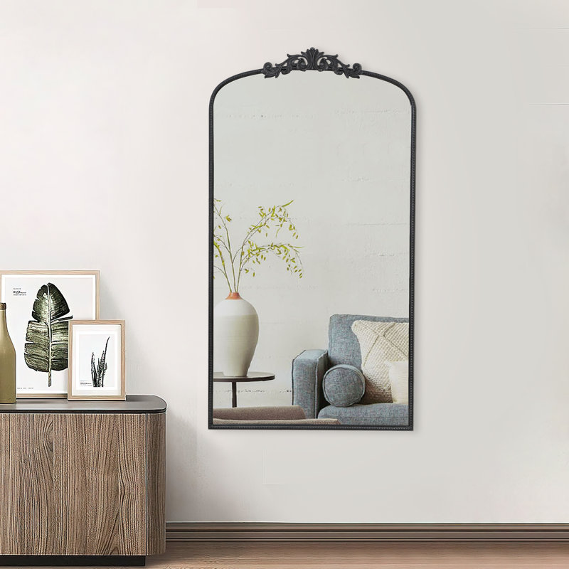 Miroir mural classique avec cadre d'inspiration baroque, Noir, noir, noir, noir, H 42 po x l 24 po