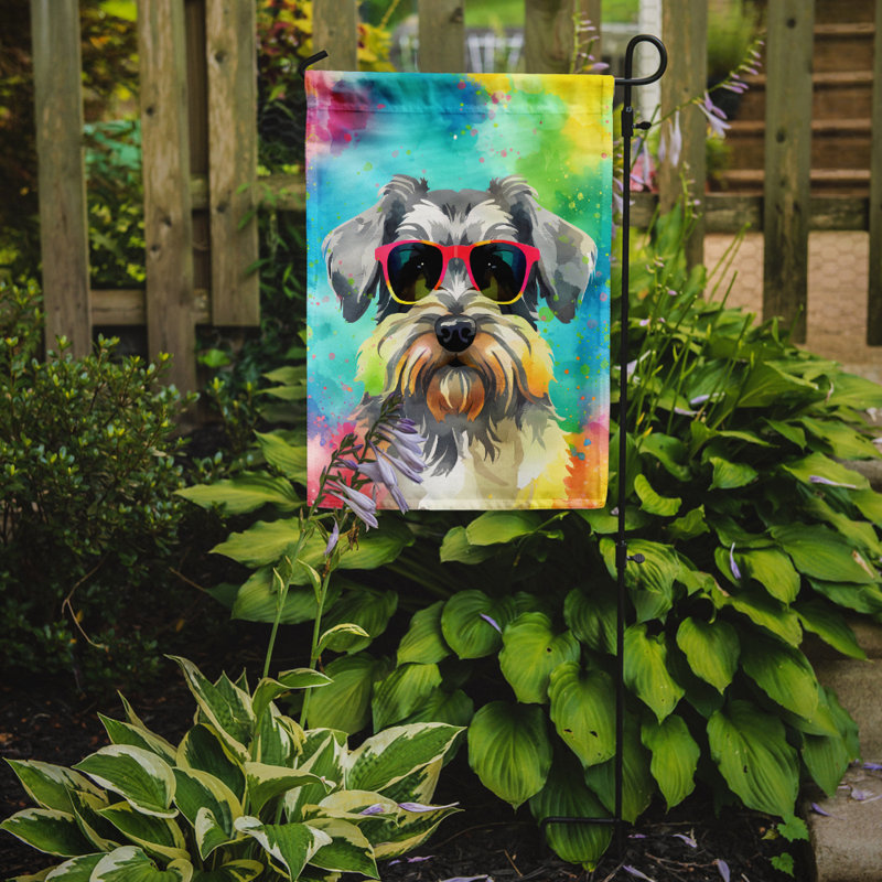Drapeau de jardin Hippie Dawg, Teal Schnauzer