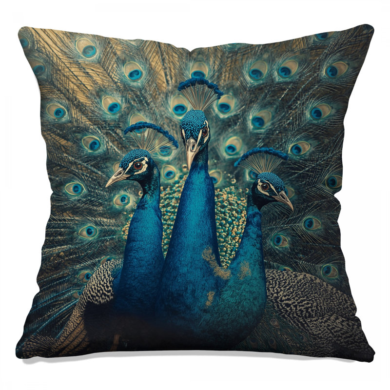 Coussins décoratifs Three Peacocks, 14 x 14 inches