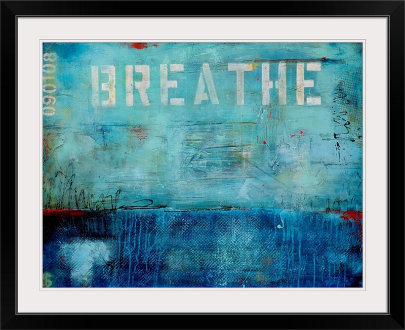 «Breathe» par Bellemy - impression d'art graphique, Cadre noir, H 26 po x l 32 po x P 1 po