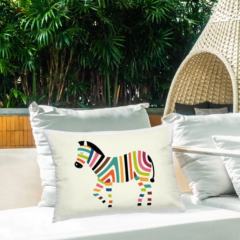 Coussin d'extérieur imprimé Elephant Silhouette & Nature, design par Andy Westface