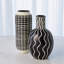 Graphic Grid Cylinder Vase-Black/White