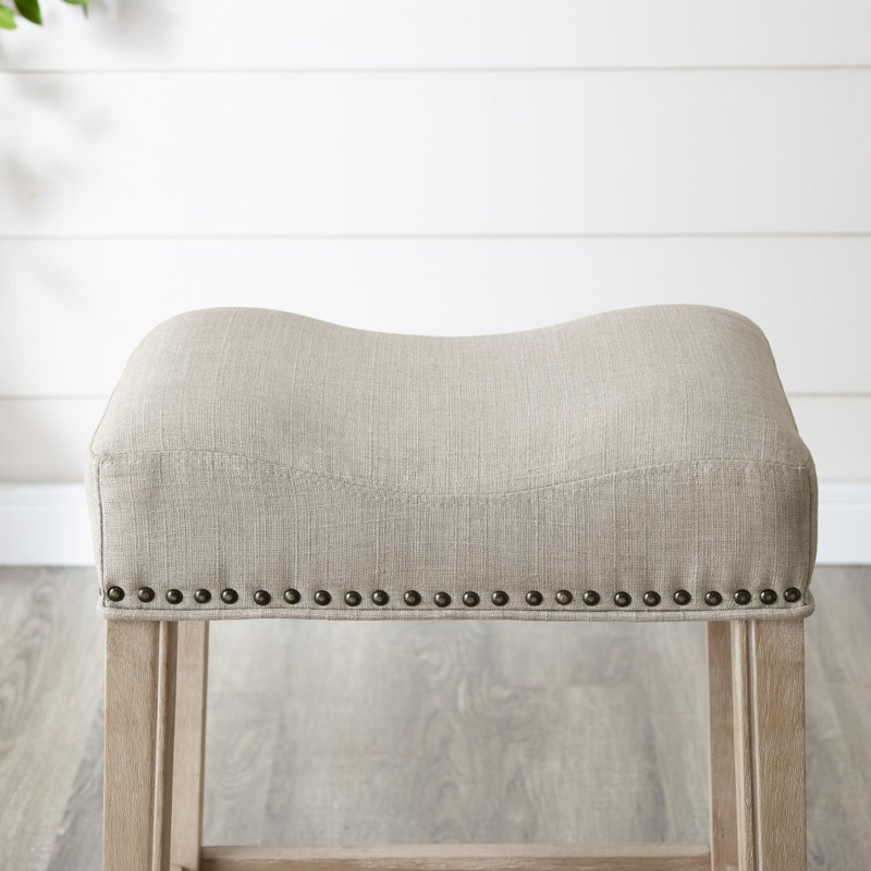 Ensemble de tabourets de comptoir rembourrés, Naturel, Beige