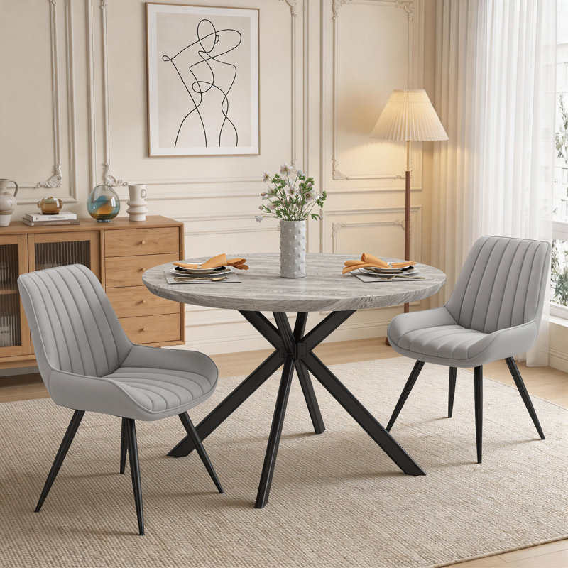 Ensemble de table de salle à manger 47,2 po avec 4 chaises rembourrées, Grey, Grey