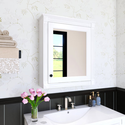 24 In. Width Wall-Mounted Bathroom Mirror Medicine Cabinet, Bathroom Storage Cabinet With Mirror