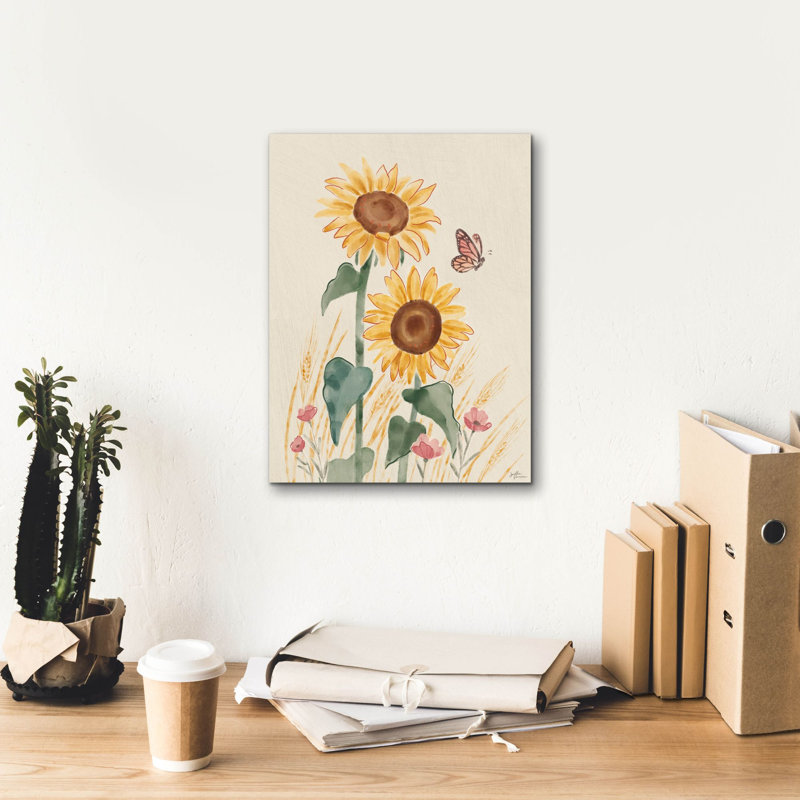 Art mural sur toile August Grove® «Sunflower Season V3 Bright» par Janelle Penner, H 16 po x l 12 po x P 0,75 po