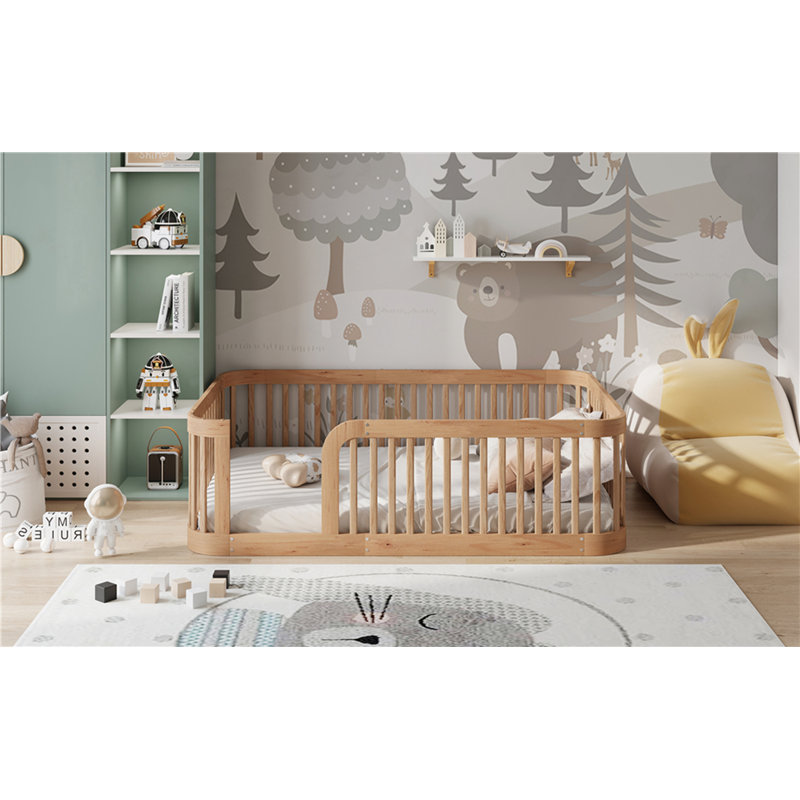 Structure de lit double en bois, Double, Natural