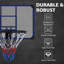Panier de basketball mural Roomfitter, panneau incassable de 35 x 24 pouces, panier pliable avec filet toutes saisons, bleu