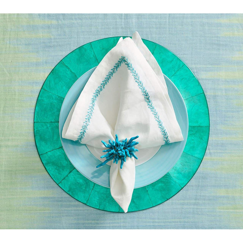 Amalfi 4 Piece Napkin Ring Set, Turquoise