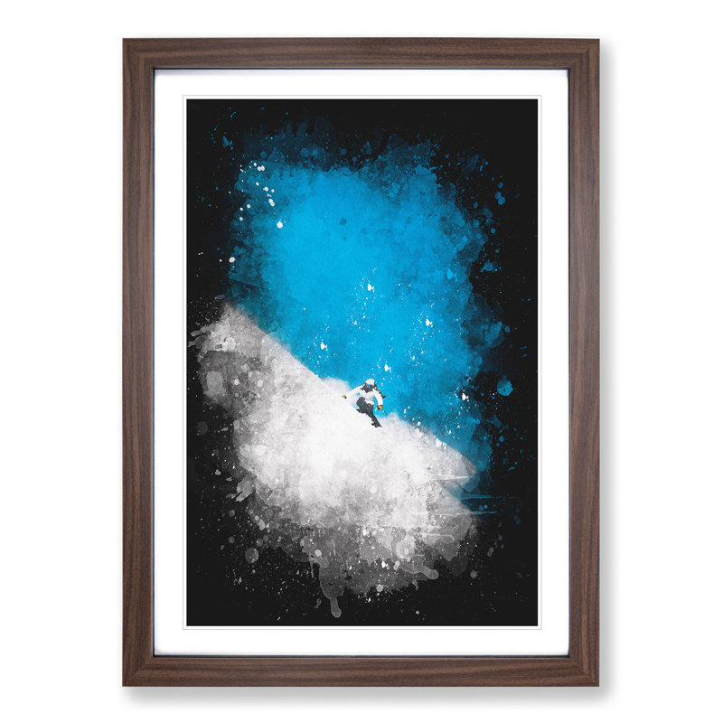 Skiing Vol.1 Paint - Single Picture Frame Print on MDF, 36cm H x 27cm W x 2cm D, Walnut Framed