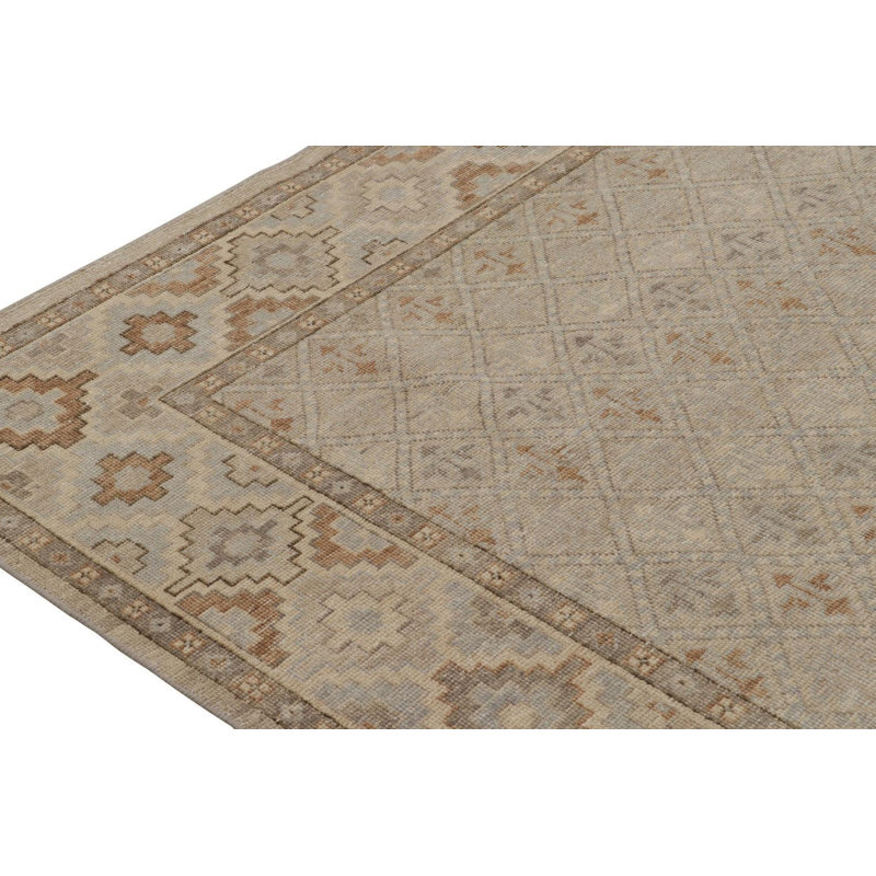 Distressed Homage Handmade Kilim Wool Geometric Area Rug, Runner 3' x 14'