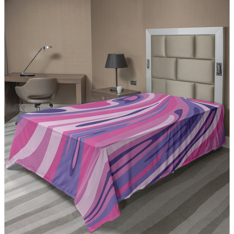 Drap plat moderne de style bohème Ambesonne, Drap plat pour lit simple, Pale Fuchsia/Soft Pink Abstract